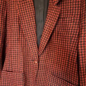 Vintage Anne Klein Red and Black Houndstooth Blazer